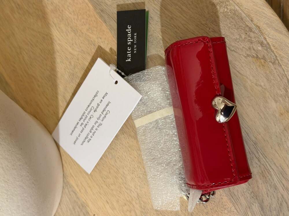Kate Spade New York Charmed Patent Leather Lipstick Heart Novelty Bag Charm